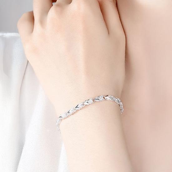 Women Bracelet Adjustable Length Four-Leaf Clover Heart Pendant Symbolizing Love Luck Bracelet Jewelry Gift