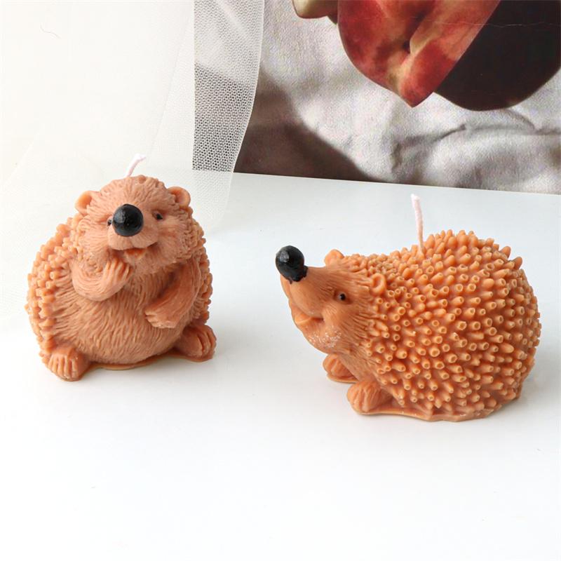 3D Cartoon Hedgehog Groundhog Silicone Candle Mold DIY Cute Animal Handmade Scented Candle Gypsum Mould Home Decor Gift