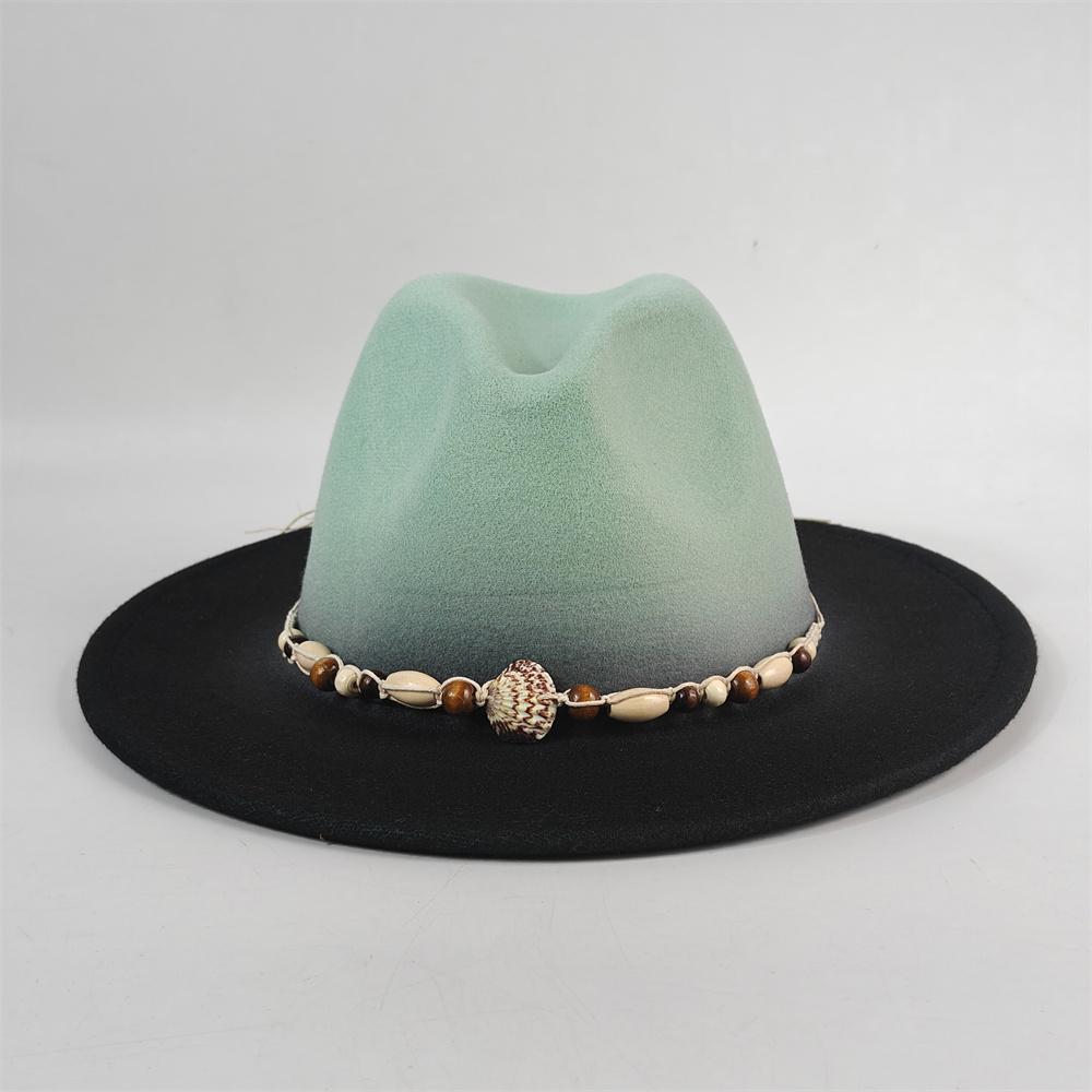 Gradient Color Fedora Wide Brim Felt Panama Hat with Belt Fedora Hat Men and Women for Painted Party Jazz Felt Hat Wholesale