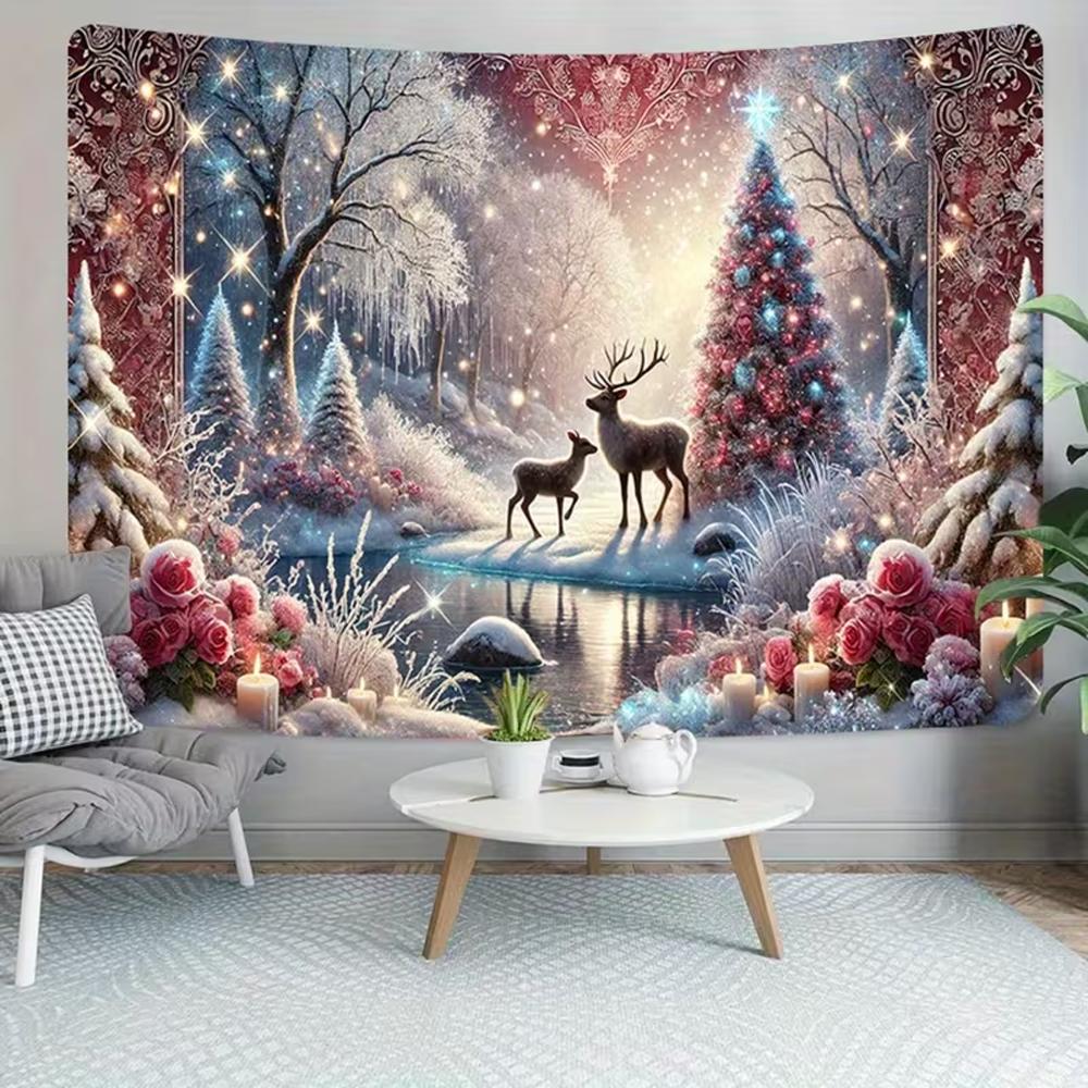 Christmas reindeer themed photo backdrop, holiday decoration, background for winter photo booth,4672