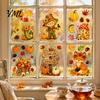Creative Autumn Window Displays 6 Sheets Harvest Stickers, Thanksgiving Cartoon Static Cling Decorations with Festival Decor Pumpkins Maple