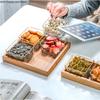 Glass Snack Platter Multi-cell Suit with Rectangular Wooden Pallet Home Square Dried Fruit Snack Bowl Fruit Plate Tableware