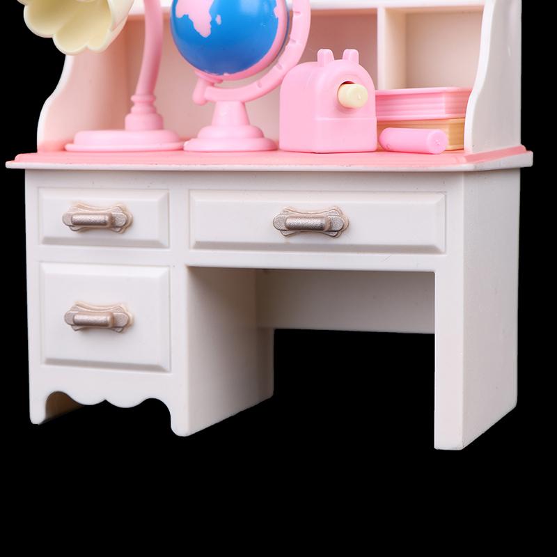 Doll Play Dollhouse Furniture Desk+Lamp+Laptop+Chair Accessories For 1/6 Doll