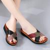 Fashion Slippers Women Leather Shoes Wedges Open Toe Casual Anti Slippery Slides Fashion Outside Beach Leaf Shaped Sandals 43 Sizes