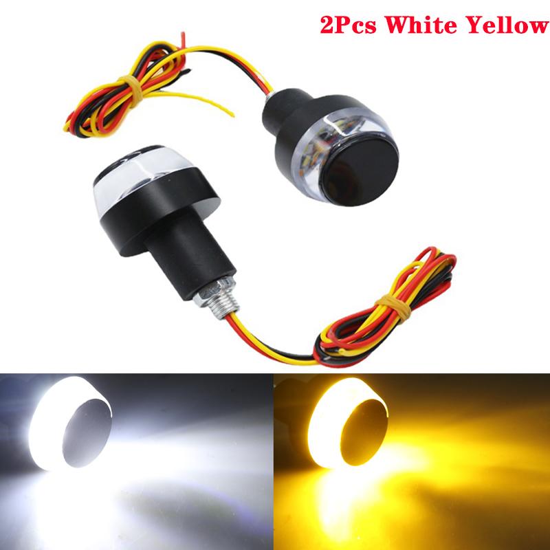 22mm Motorcycle Handlebar LED Turn Signal Lights Led Handle Bar End Blinker Grip Plug Signal Light Flashing Amber White Red
