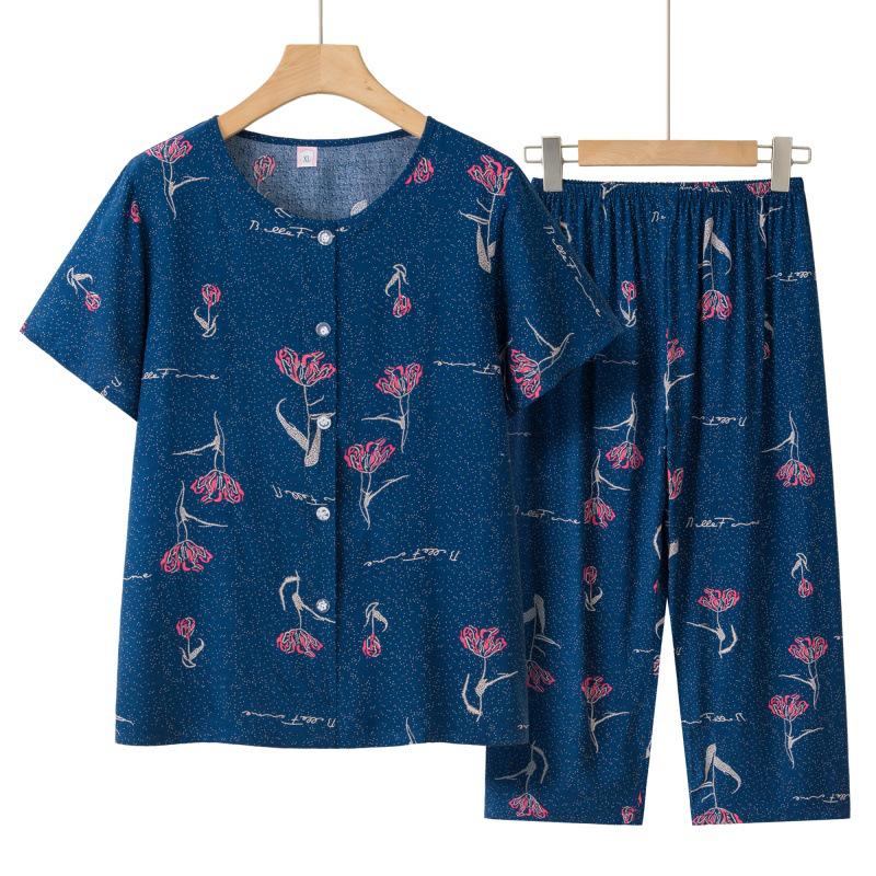

Summer Collection: Short-Sleeve Tops & Seven-Point Pants for Middle-Aged & Elderly Women 3XL (for 120-140 kg)