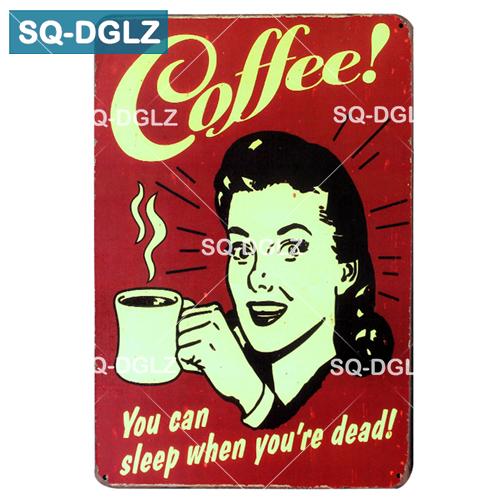 [SQ-DGLZ] Kaffee Metall Zeichen Bar Wand Dekoration Zinn Zeichen Vintage Metall Zeichen Wohnkultur Malerei Plaketten Kunst Poster