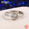 925 Sterling Silver Snowflake Zircon Adjustable Rings for Women Fashion Jewelry