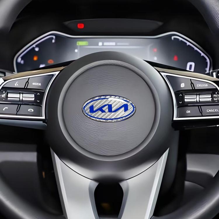 AIL1 1 Stück 3D neuestes KIA KN Kohlefaser Lenkrad Emblem Aufkleber Auto Lenkrad Auto Innenraum Emblem Auto Styling Zubehör