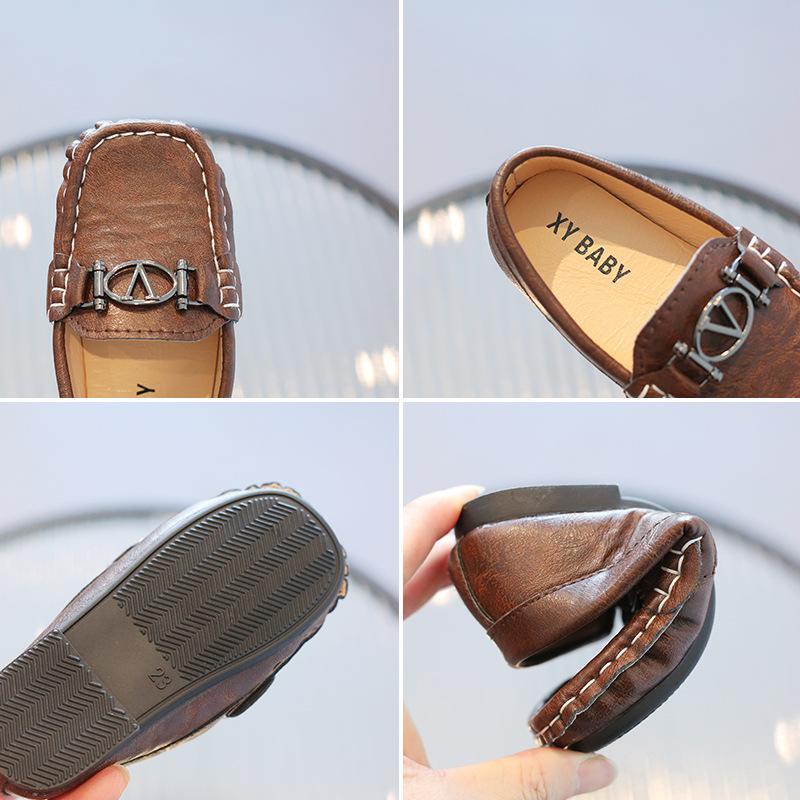 Boys Beanie Shoes Children'S Leather Shoes Soft Sole Student Single Shoes Girls Casual Shoes