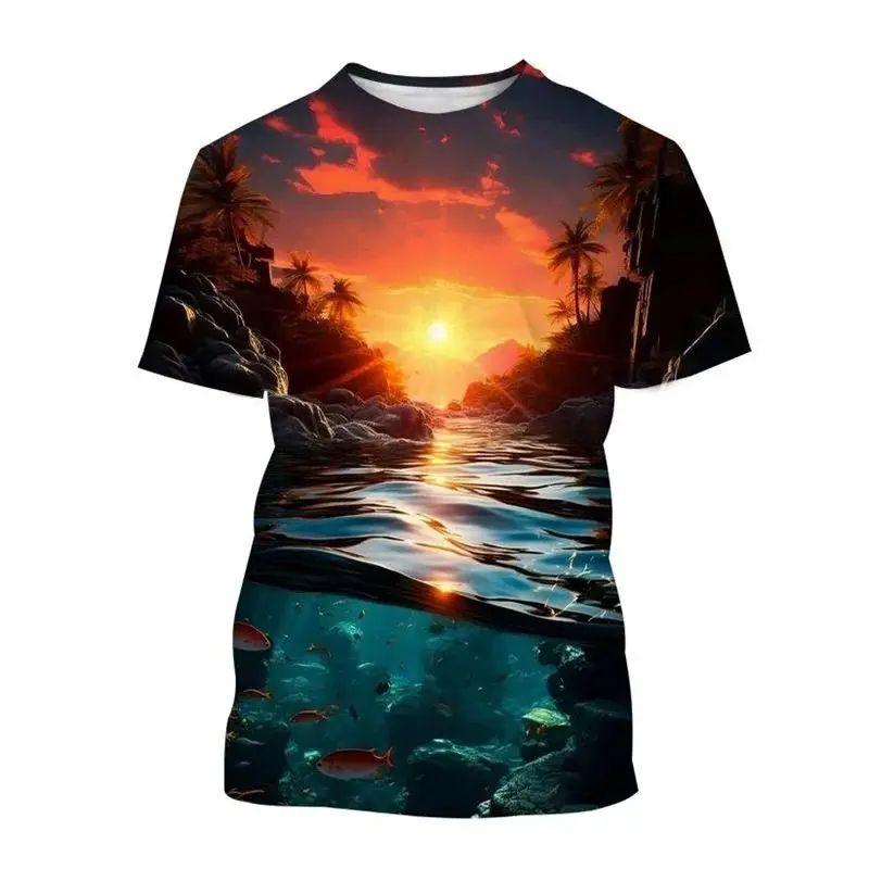 

Літо, чоловіки, океан, пляж, природні краєвиди, мода, вуличні розваги, 3d-принт, круглий комір, короткий рукав, вільний індивідуальний повсякденний топ 6xl 6XL