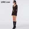 Jinyujie Women's V-Neck Slim-Fit Knit Cardigan