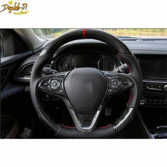 For 2017- Buick Regal Carbon Fiber Steering Wheel Button Frame Trim 2PCS