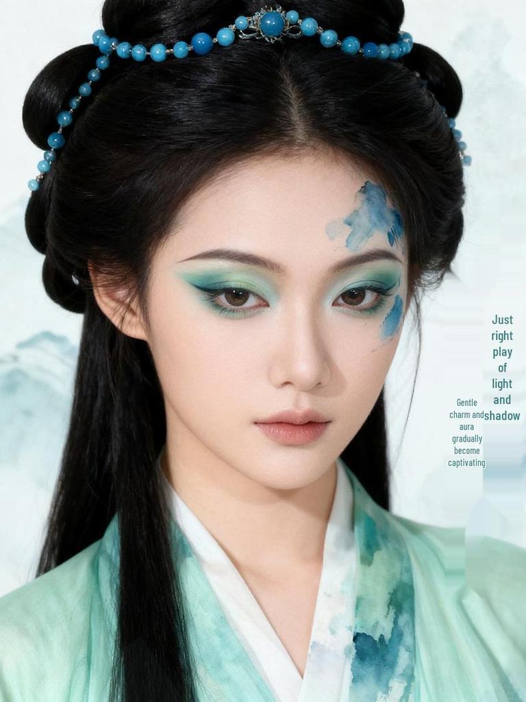 Paletă de farduri de ochi UCANBE Qingluan cu 15 culori: Cian, Verde, Albastru, Mentă, Albastru-Verde, Verde Apă, Măr în Stil Machiaj Ploaie Cețoasă Chineză
