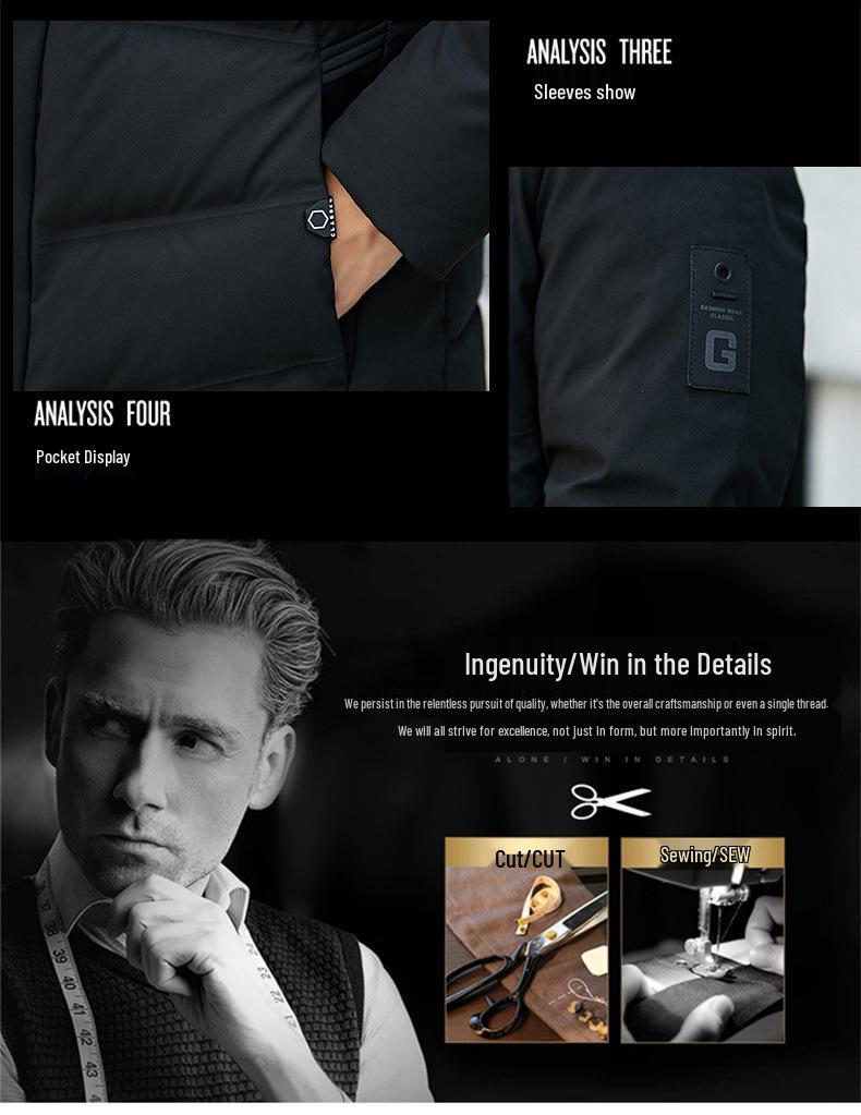 Men's Mid-Length Korean Style Winter Cotton Jacket: Trendy, Casual, Thickened, and Warm.