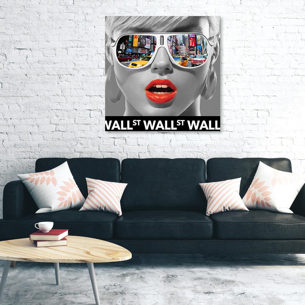Quadro em tela Mulher com óculos Wall Street