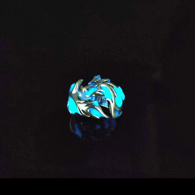 New Luminous Dragon Pattern Wide Band Ring for Men and Women - Ethnic Chinese Style, Large Size, and Perfect for Couples