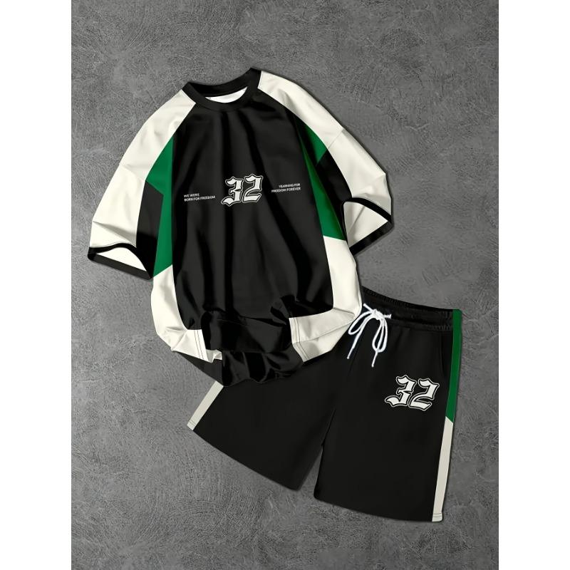 

Men s casual 3D printed 32 pattern T-shirt shorts set XL