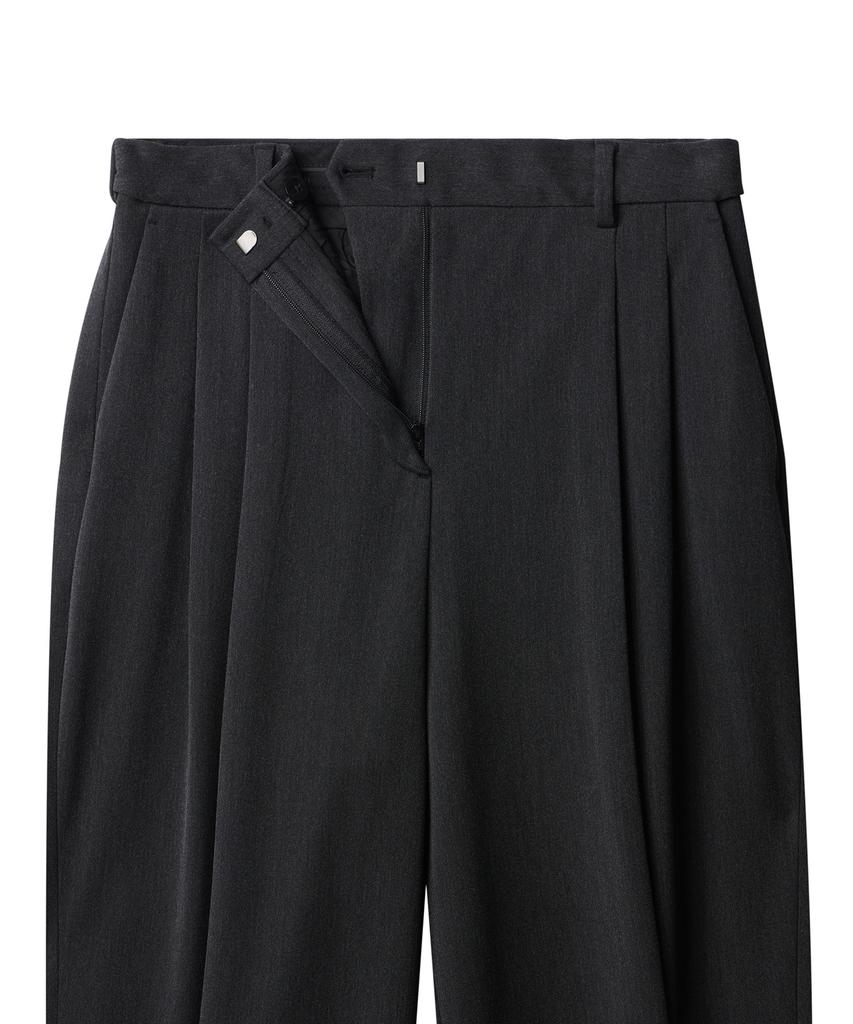 MUSINSA STANDARD WOMAN Women'S Heavyweight Fleece-Lined High-Waisted Wide Hidden Elastic Waist Slacks [Charcoal Gray]