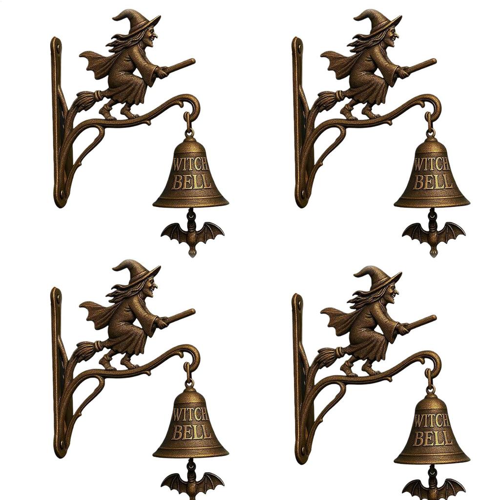 2025 Halloween Vintage Witch Bell Wall Mounted Cast Iron Witch Doorbell Hangable Doorbell for Garden Entrance Door Decoration