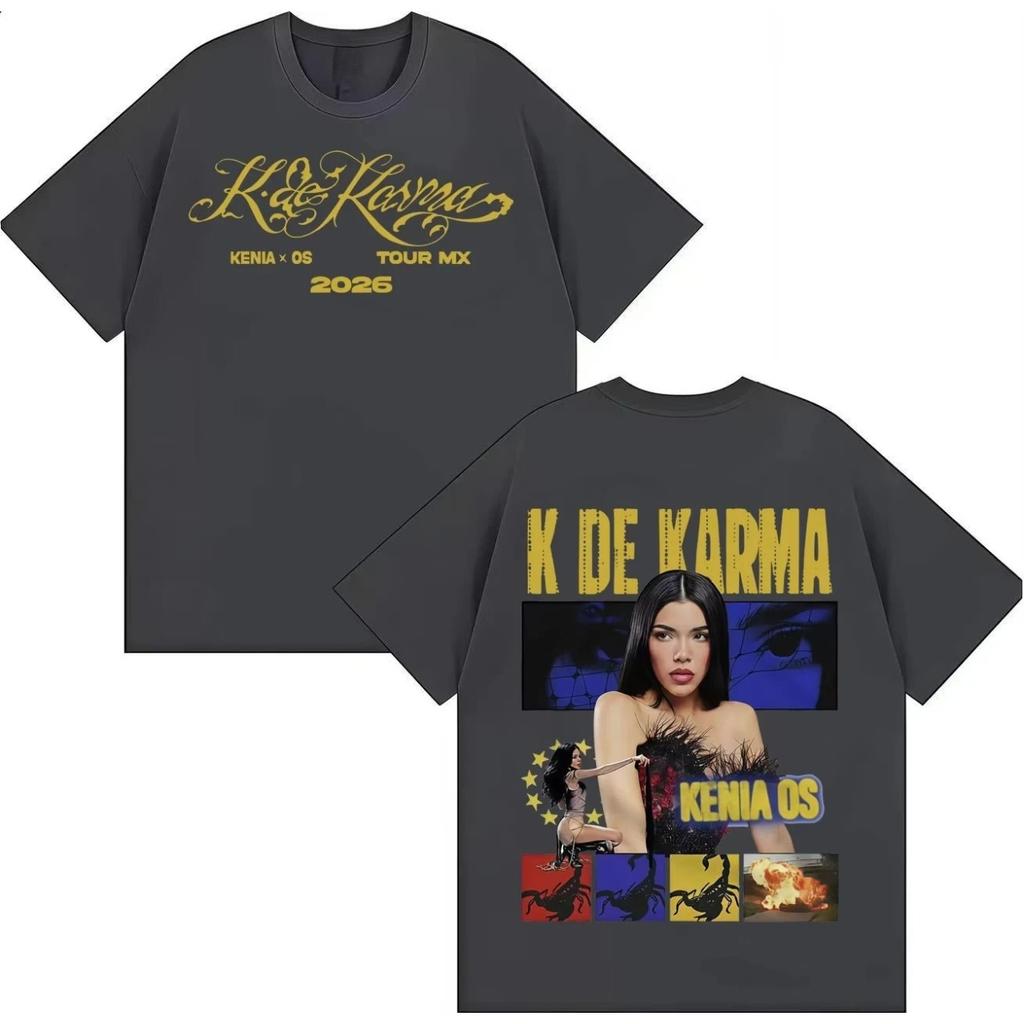 Sängerin Kenia Os 2026 Mode Doppelseitig Bedrucktes T-Shirt Hip Hop T-Shirt Herren Damen Gothic Baumwolle Kurzarm T-Shirt Streetwear