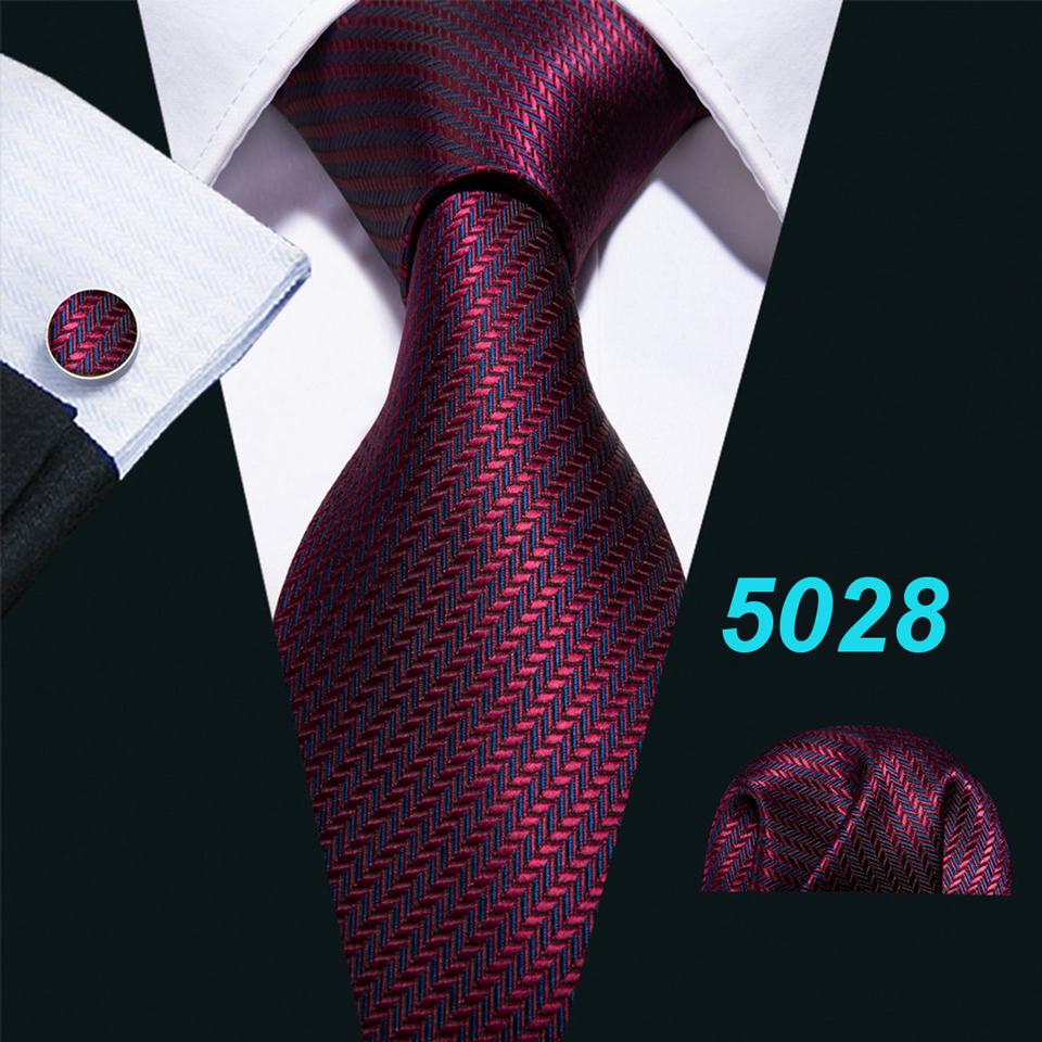 Barry.Wang Herren Weinrot Krawatte Dinosaurier Druck Krawatte Einstecktuch Manschettenknöpfe für Hochzeit Formale