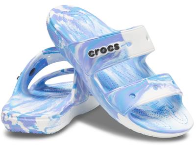 Crocs Classic Marble Sandals, Unisex, White/Oxygen, Size 23cm
