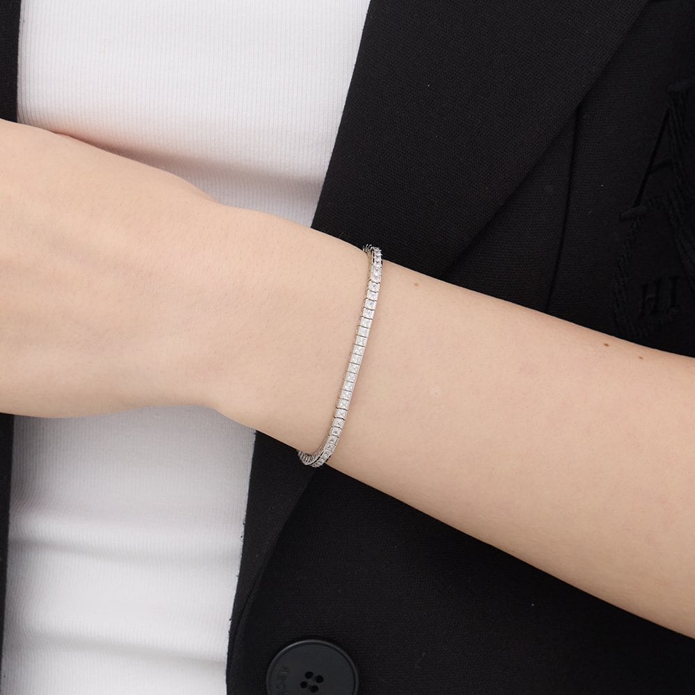 Essence Silver (W) Square Channel Tennis Bracelet Hl4B5B402W9