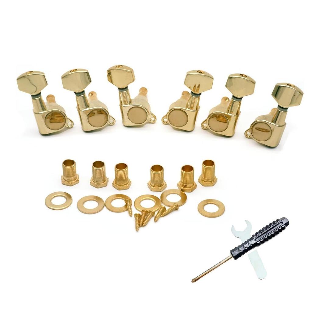 Black Square Head Folk Guitar Tuning Pegs with Enclosed Design and Built-in String Winder.