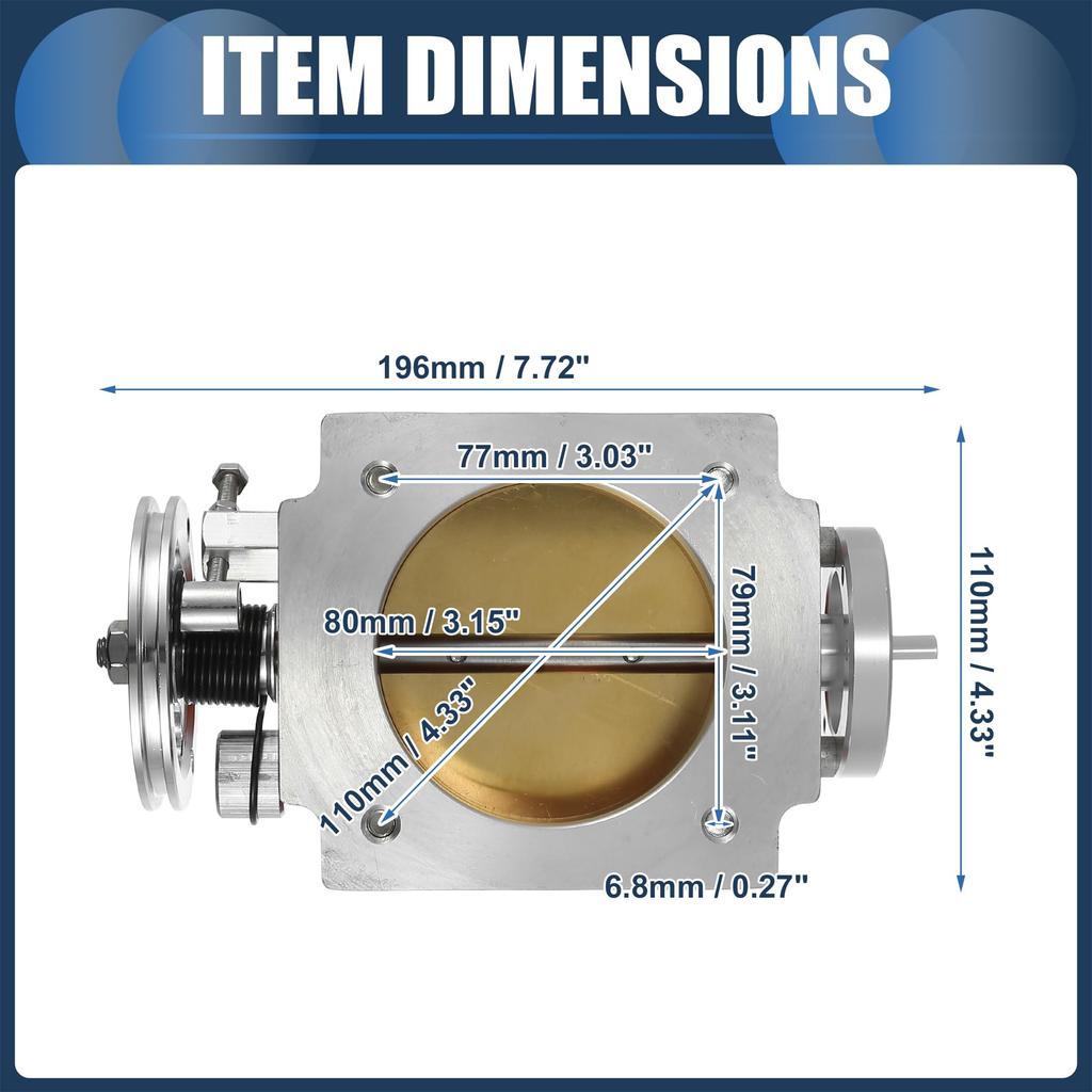 INFINAUTO Throttle Body Assembly 80mm Car Actuator Aluminum Alloy Silver Tone 1pc
