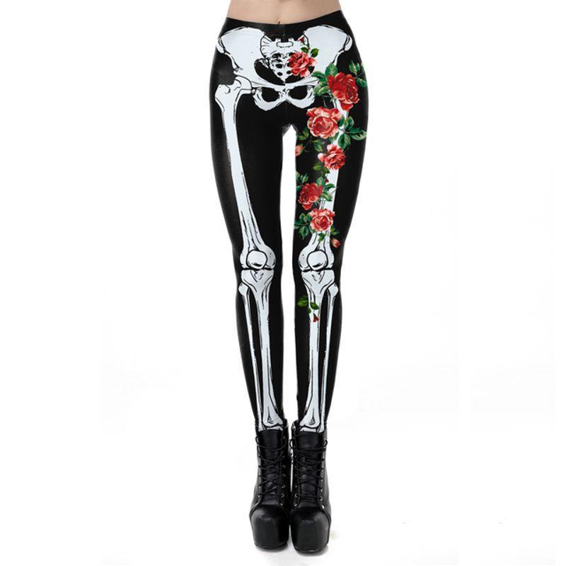 Halloween 3D Skull Print Pants Halloween 3D Skull Print Ankle Tight Leggings