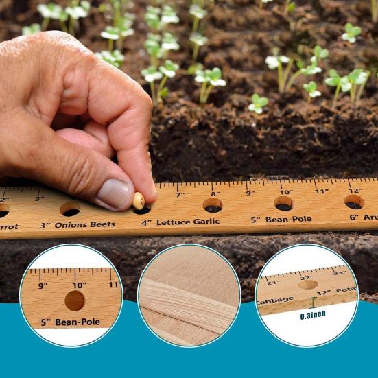 Wooden Plant Ruler Foldable Planting Ruler with Holes Smooth Edge Burr Free Easy To Use Lightweight Portable Garden Ruler