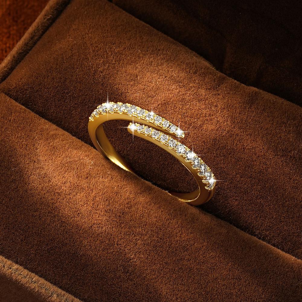 New Fine Rings Unisex Hip Hop Moissanite Ring Engagement Adjustable Half Open Twist Eternity Band Ring Gifts Unisex