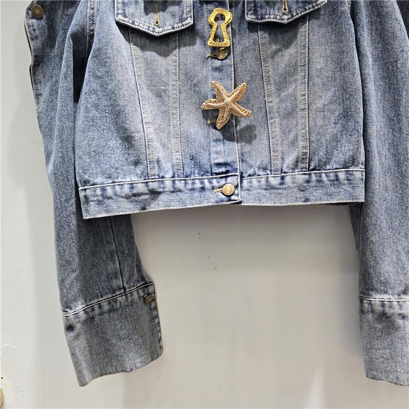 Europese Lente 2026: Elegante Off-Shoulder Hoge Taille Denim Damesjas