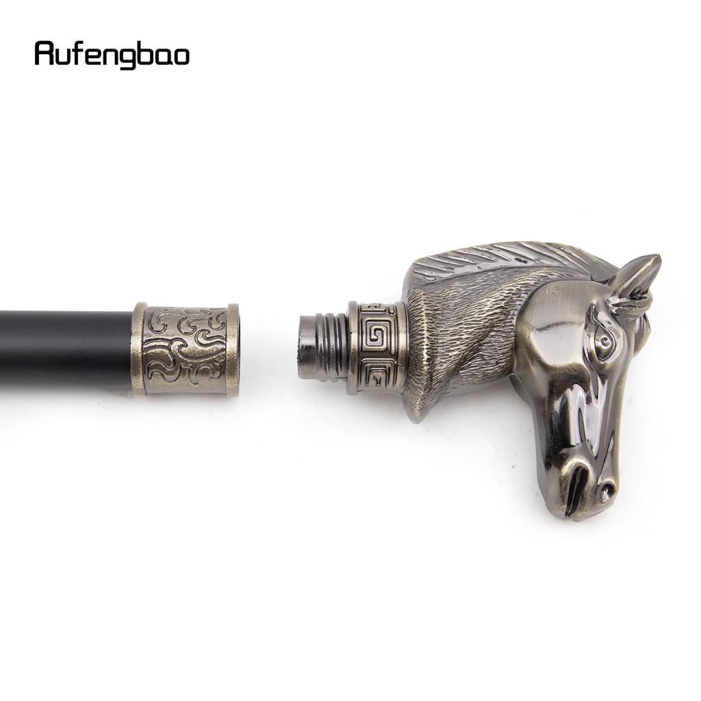Bronze Color Race Horse Bristle Head Animal Fashion Stick Decorative Cospaly Vintage Party Fashionable Walking Cane Crosier 93cm