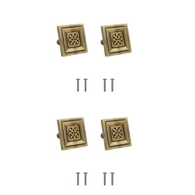 Antique Brass Cabinet Knob/Wardrobe Door Knobs/Cupboard Drawer Pull Handle/Kitchen Drawer Knob (Knob Antique, 4 Pcs)