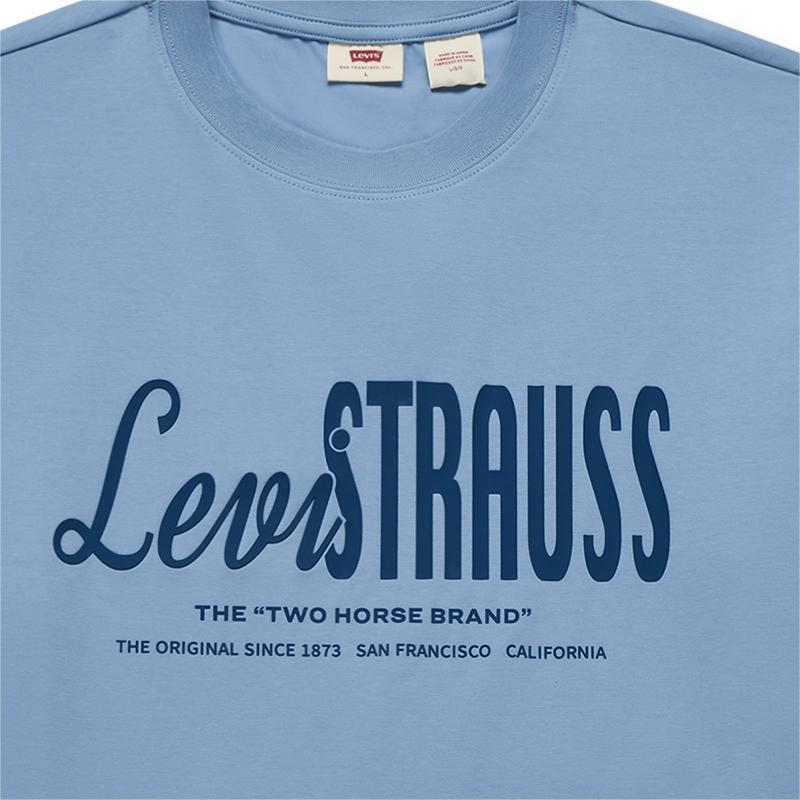 Levis Comfortable Pullover Short Sleeve Versatile T-Shirt Men Tops Blue 001AJ-0002
