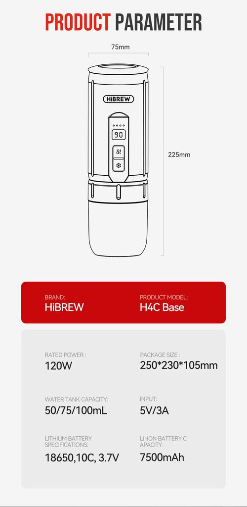 HiBREW H4C Ultra Portable Electric Espresso Maker Customizable Brewing Settings