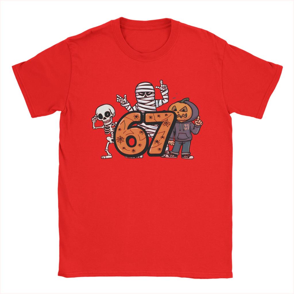 Humor Haunted by 6-7 T-Shirt for Men Round Neck 100% Cotton T Shirts Halloween 2025 Short Sleeve Tee Shirt Graphic Tops