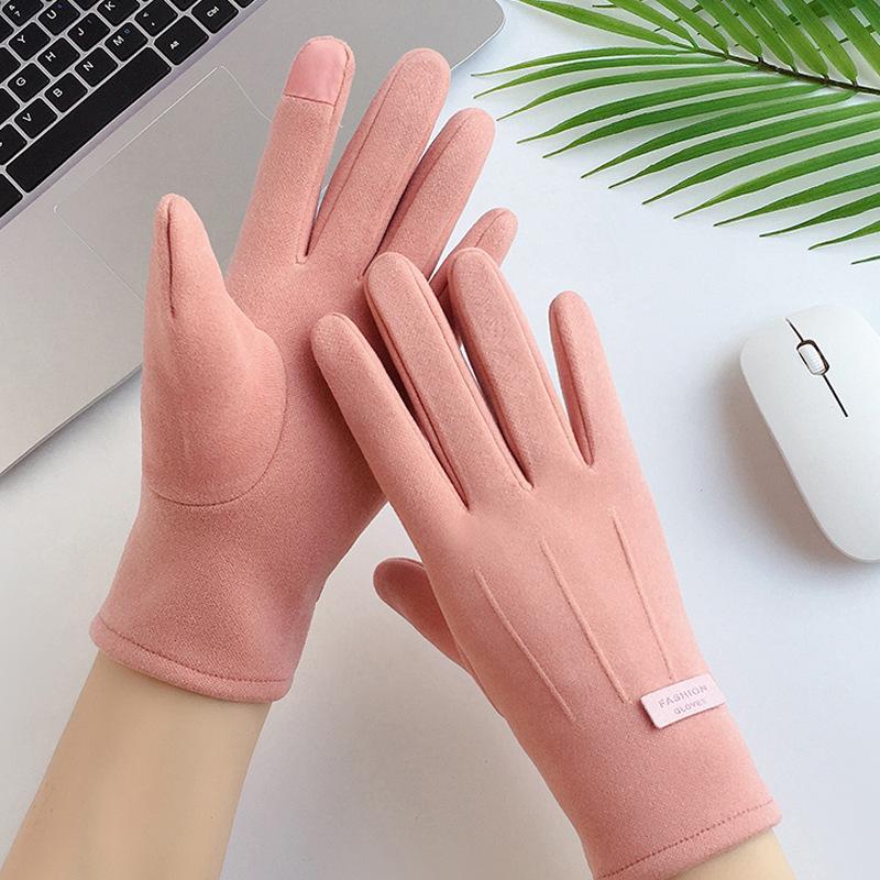 Warm Gloves for Women, Autumn and Winter Cycling Velvet Thickened Windproof Touch Screen Gloves, Winter Cycling Cold-proof Gloves