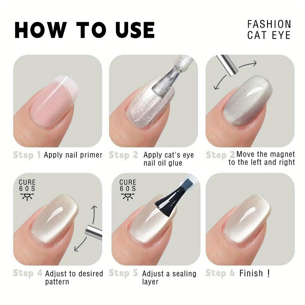 4Pcs Manicure Multi-function Magnet Set Nail Salon 3D Cat Eye Long Strip Magnet French Cat's Eye Nail Stick Set for UV Gel Tools