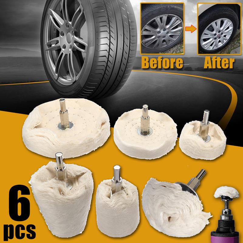 6PCS Buffing Pad Polishing Mop Car Wheel Buffer Polisher Kit Drill Attachment