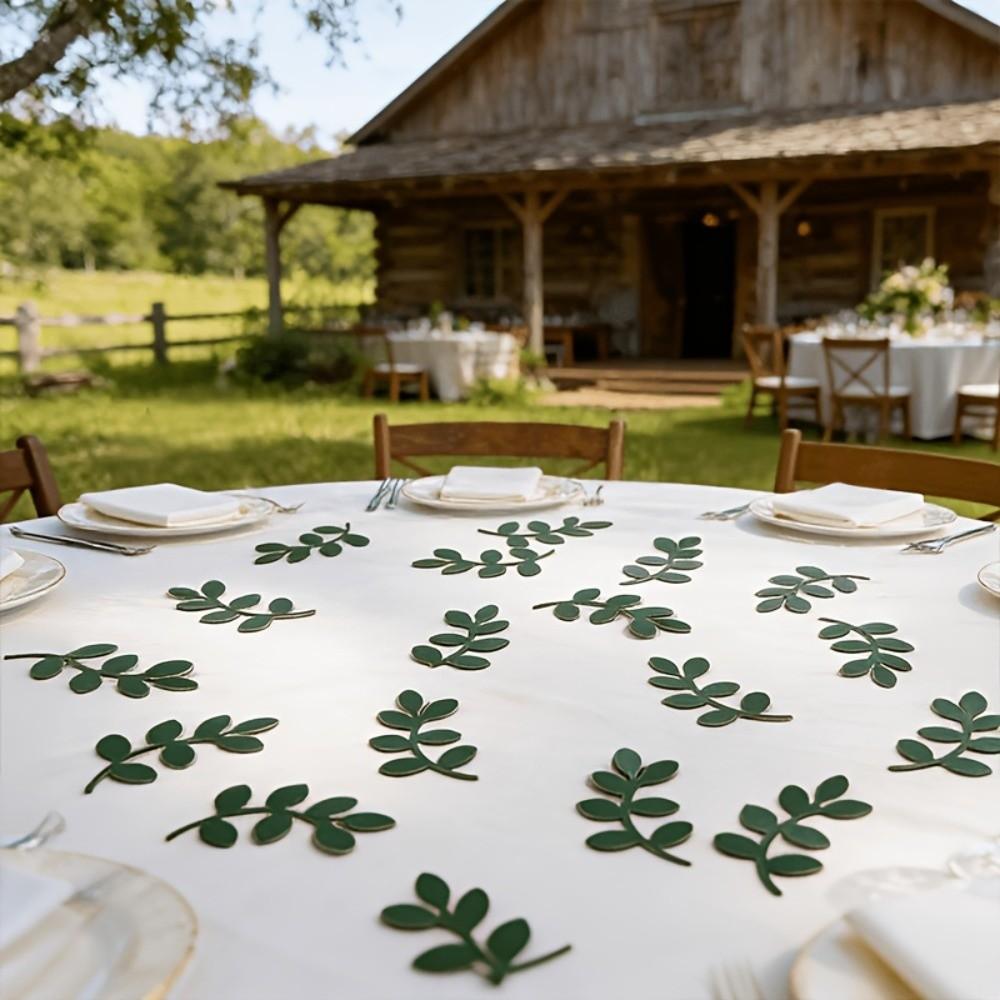 60pcs DIY Green Leaves Confetti Party Supplies Debris Happy Birthday Confetti Venue Setup Props Paper Leaf Decorations