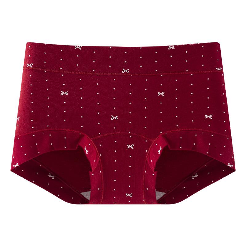 Big Size Lady Spring and Autumn Benming Year Red Pure Cotton 10A Antibacterial Extended Crotch Triangle Briefs