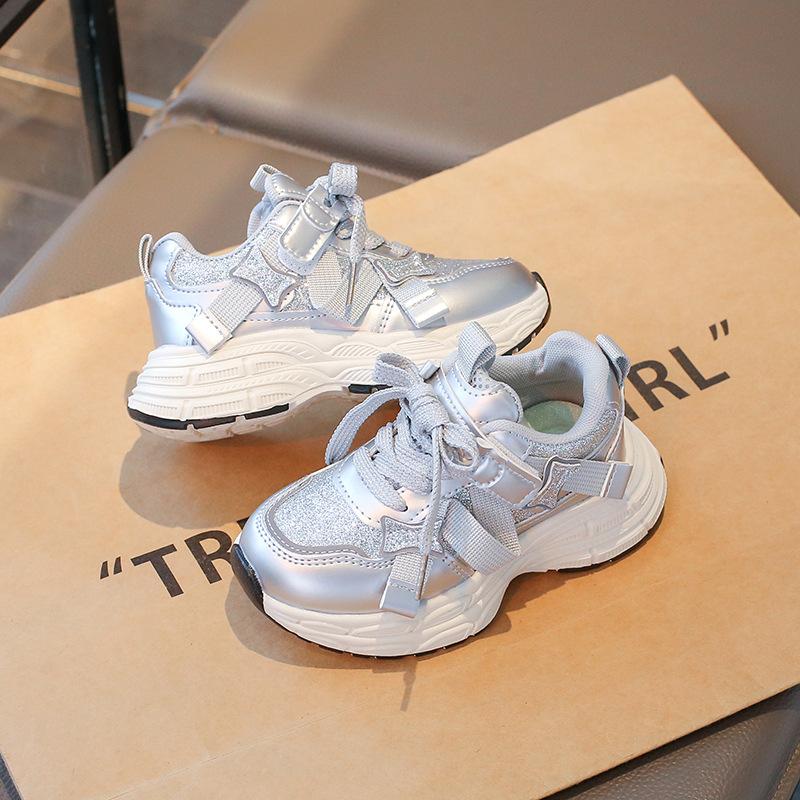Classmate girls little white shoes spring and autumn new leather soft baseplate shoes medium older boys boys shoes children's sports shoes