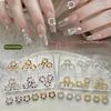 6 Grids Christmas Wreath Nail Art Rhinestone With Pearls Mixed Size Nail Parts Accessories DIY Decoration