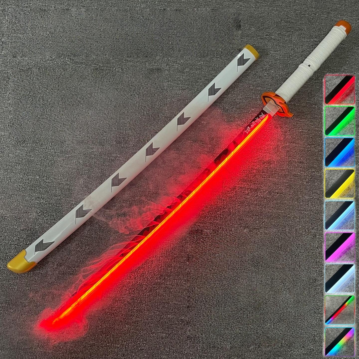 

Vapor Demon Slayer Katana Glow Yoriichi Sword Anime Cosplay Real Japanese Original Samurai Led Lightsabre Gift 40inch Kid Friendly Entertaining Fun 40inch-101cm