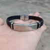 Men's Retro Titanium Steel Sports Bracelet with Engraved Stainless Steel and Anti-Static Microfiber Rope