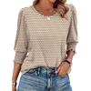Women's Clothing, Spring, Loose, Casual, Printed, Seven Quarter Sleeves, Round Neck, T-shirt, Top