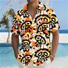 Camisa de Manga Corta con Estampado de Patrón Clásico Retro de los 70 para Hombre Casual con Cuello Solapa Botones Camisa de Poliéster Estampado 3D Moda Calle